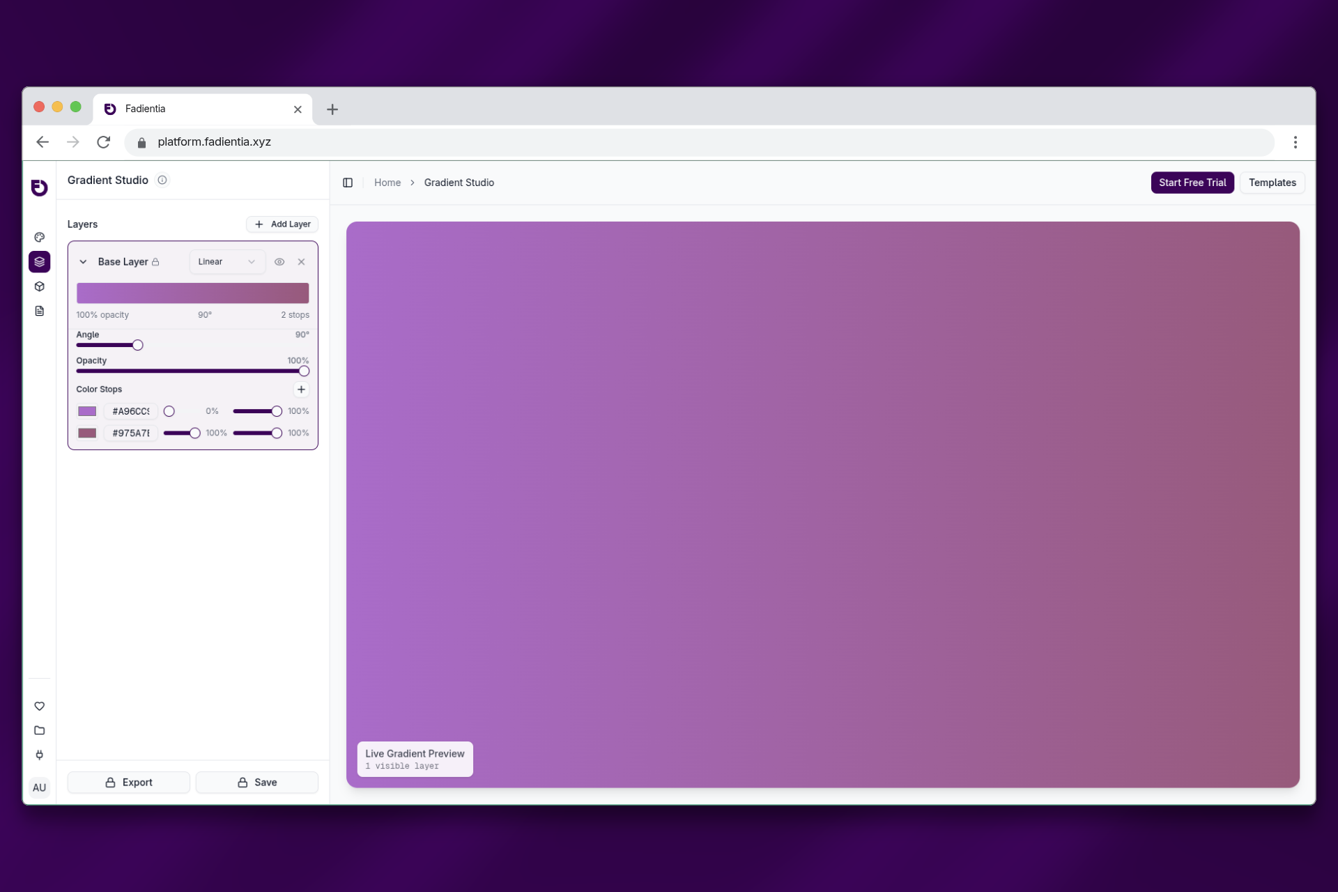 Gradient Studio editor with layered gradients and controls